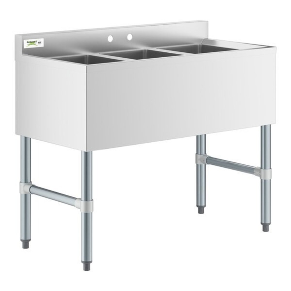Regency 38 1/2" x 18 3/4" Three Bowl Underbar Sink